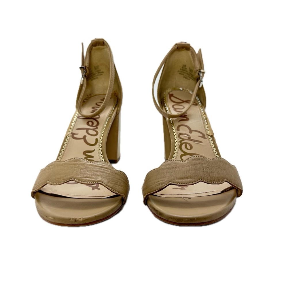 Sam Edelman Odila Tan Leather Sandals Strappy Ankle Strap Block Heels Size 8.5M